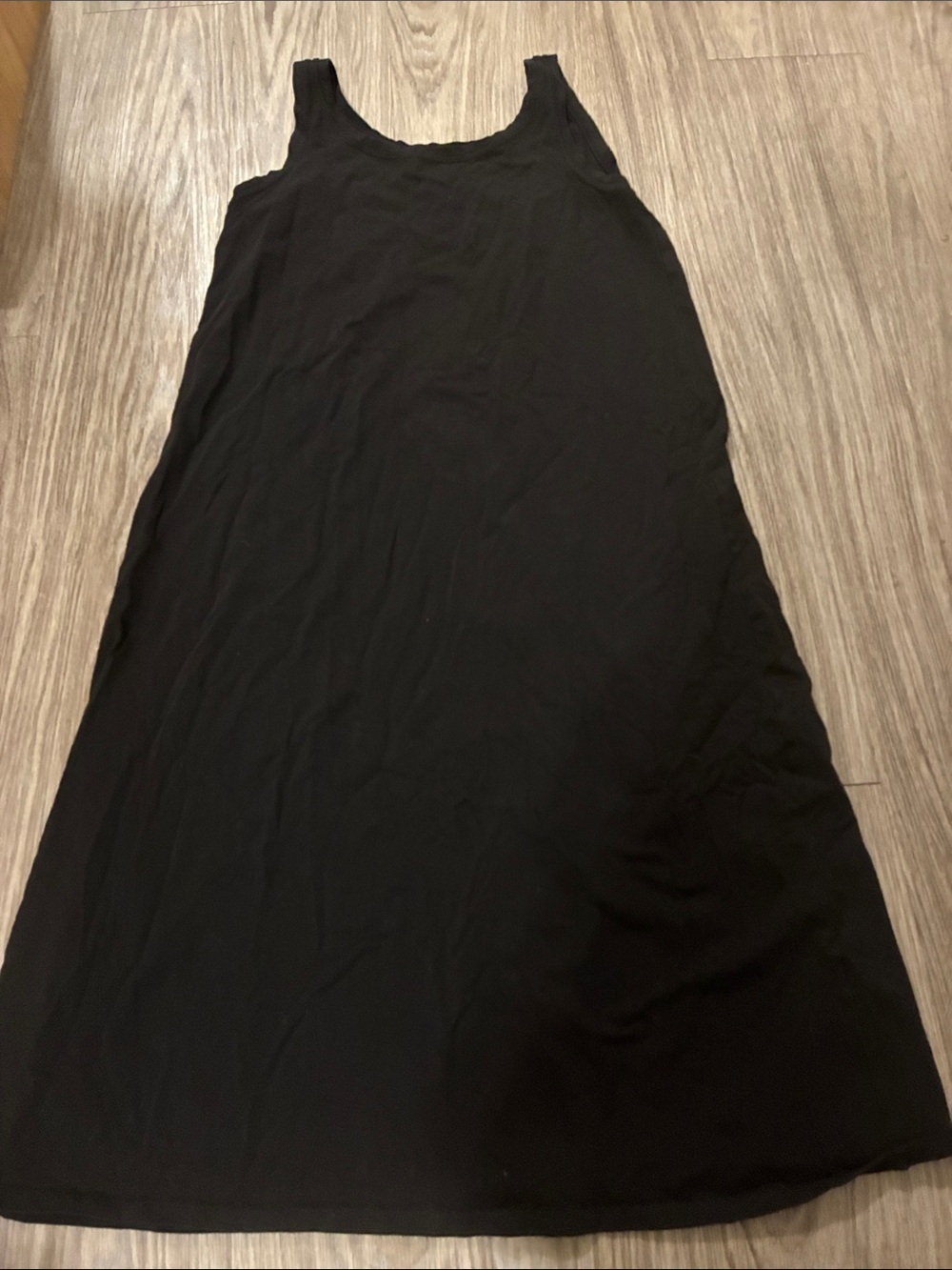 Eileen Fisher Black Scoop Neck A-Line Maxi Skirt Dress